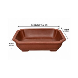 Pot bonsaï rectangulaire en terre cuite – 15,2 × 12,5 cm