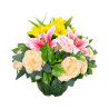 Composition florale artificielle rose & jaune 35cm