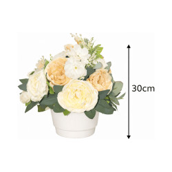 Composition florale artificielle crème 30cm