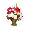 Composition florale artificielle rouge & blanc 50cm