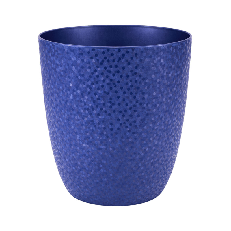 Cache-pot plastique bleu texturé 1,3L