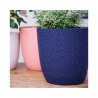 Cache-pot plastique bleu texturé 1,3L