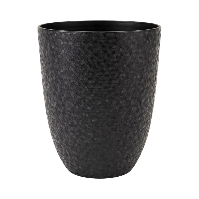 Cache-pot plastique noir texturé 1,3L
