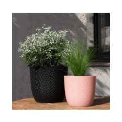 Cache-pot plastique noir texturé 1,3L