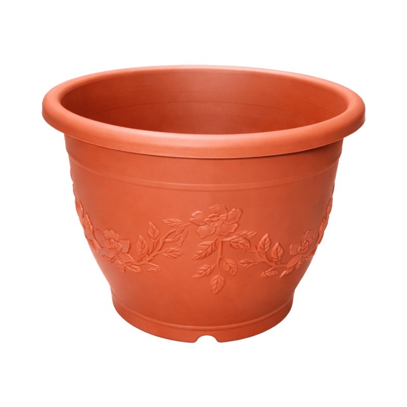 Pot rond Terracotta décor fleurs 4,7L 
