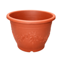 Pot rond Terracotta décor fleurs 8.8L
