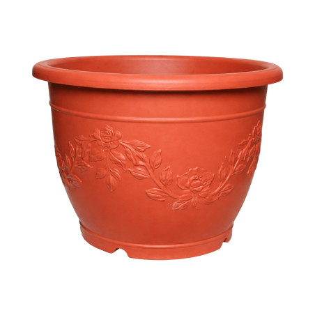 Pot rond Terracotta décor fleurs 70L