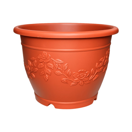 Pot rond Terracotta décor fleurs 9L 