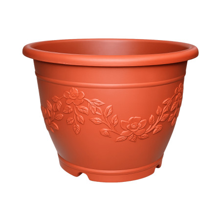 Pot rond Terracotta décor fleurs 4,1L