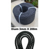 Corde PE Noire Anti-UV – Ø 3 mm × 200 m