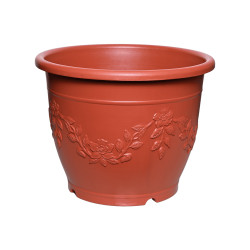 Pot rond terracotta décor fleurs 25L 