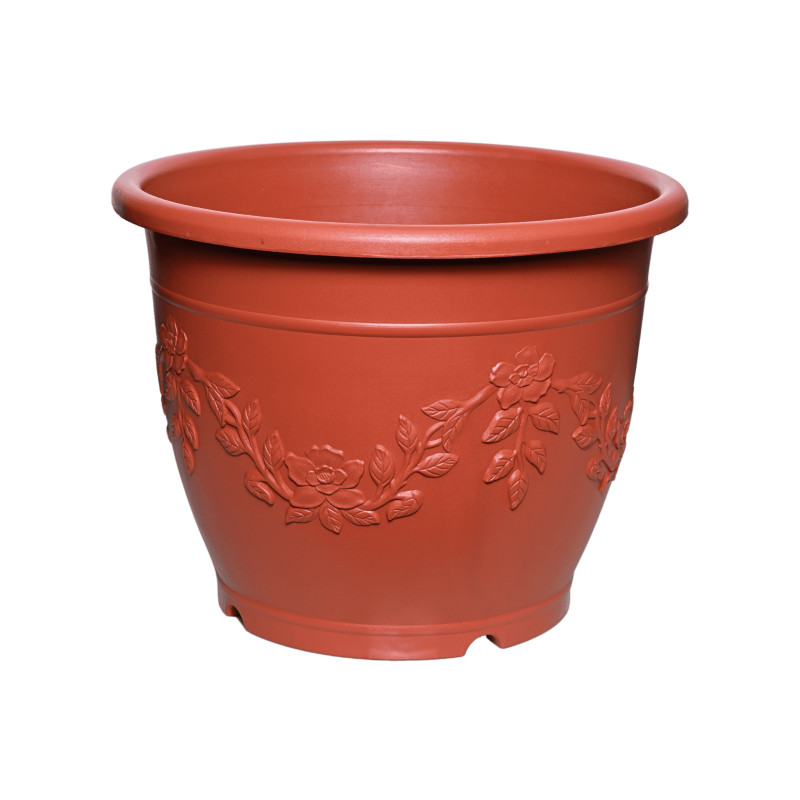 Pot rond terracotta décor fleurs 25L 