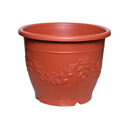 Pot rond terracotta décor fleurs 25L 