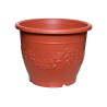 Pot rond rouge décor fleurs 24,3L 42cm