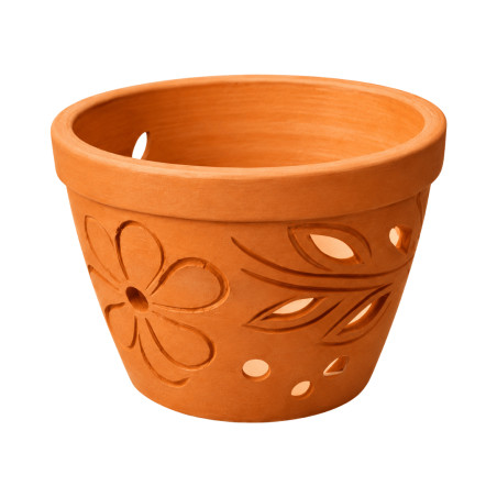 Pot terre cuite hibiscus ajouré 20cm