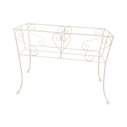 Support jardinière fer forgé blanc