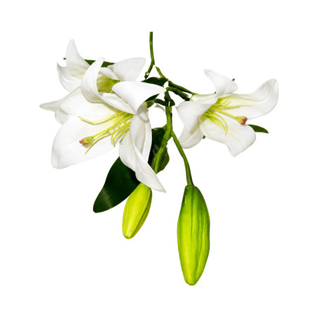 Tige lys blanc artificiel 3 fleurs