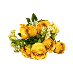 Bouquet Roses Orange Artificielles 7 Fleurs