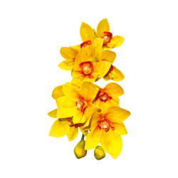 Cymbidium Jaune Cœur Rouge Artificiel