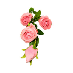 Tige 4 Roses 1 Bouton Vieux Rose Artificielle