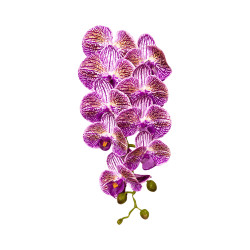 Orchidée Blanche Striée Mauve Artificielle