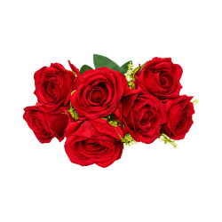 Bouquet de 7 Roses Rouges Artificielles