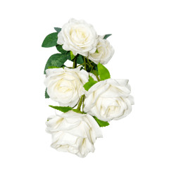 Tige de 6 Roses Blanches Artificielles