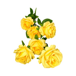 Tige de 6 Roses Jaunes Artificielles