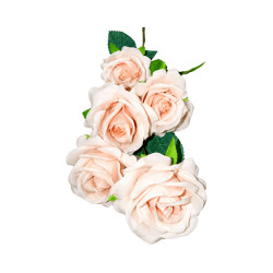 Tige de 6 Roses Beige Clair Artificielles