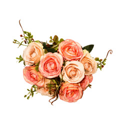 Bouquet de Roses Artificielles Orange Panaché