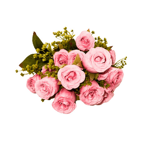 Bouquet 20 Roses Artificielles - Vieux Rose