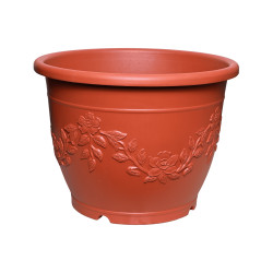 Pot rond Terracotta décor fleurs 38L
