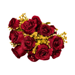 Bouquet 20 Roses Artificielles – Rouge Bordeaux