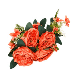 Bouquet de Fleurs Artificielles – Corail