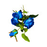 Tige 4 Roses + 1 Bouton Artificiels Bleu