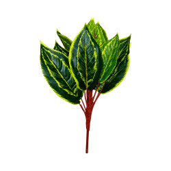 Calathea Artificiel Vert Strié Jaune à Tiges Rouges