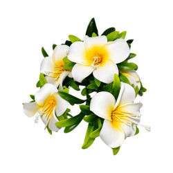 Fleur Artificielle Blanche et Jaune sur Tige