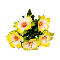 Fleur Artificielle Jaune à Cœur Rouge