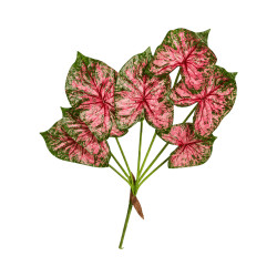 Feuillage Caladium Artificiel Rouge, Vert et Blanc