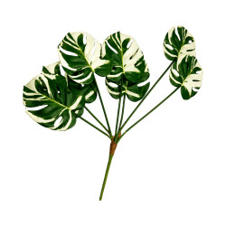 Feuillage Monstera Artificiel Vert et Blanc