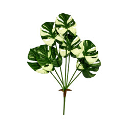 Feuillage Monstera Thaï Artificiel Vert et Blanc