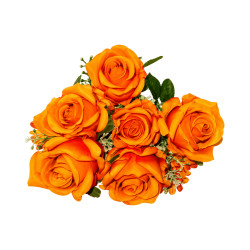 Bouquet de Roses Orange Artificielles