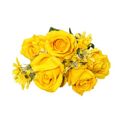 Bouquet de Roses Jaunes Artificielles
