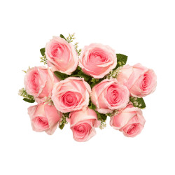 Bouquet de Roses Saumon Clair Artificielles