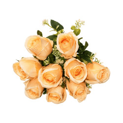 Bouquet de Roses Jaune Clair Artificielles