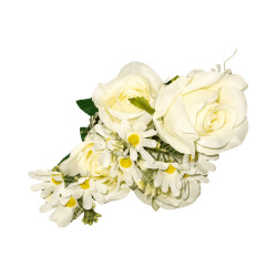 Bouquet de Roses Blanches Mixé Marguerites Artificielles
