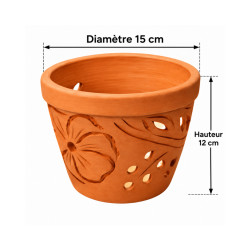 Pot terre cuite hibiscus ajouré 15cm