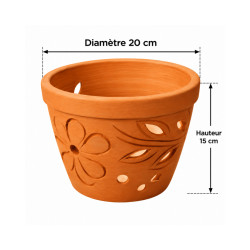 Pot terre cuite hibiscus ajouré 20cm