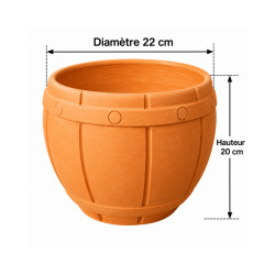 Pot tonneau terre cuite 22cm