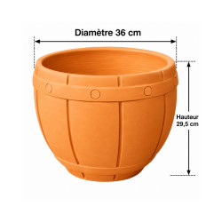 Pot tonneau terre cuite 36cm